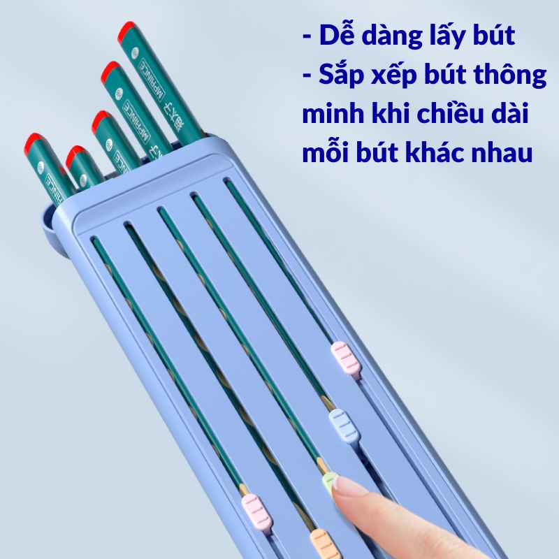 Bút Chì Hộp Thông Minh Gọn Nhẹ Siêu Bền Có 5 Cây Bút Chì 2B Thước Kẻ Và Cục Tẩy Sandrine HB-02 - Hàng Chính Hãng