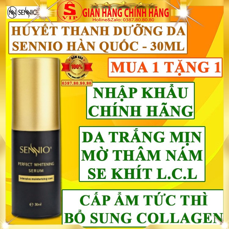 Huyết thanh serum dưỡng da mặt trắng hồng căng bóng da Sennio chính hãng hàn quốc cho nữ nam bà bầu se khít lỗ chân lông