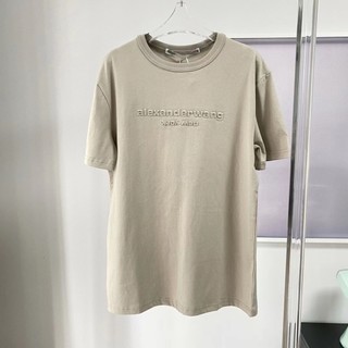 Alexander-Wang three-dimensional embossed printed short-sleeved women's loose Design American top milk brown T-shirt