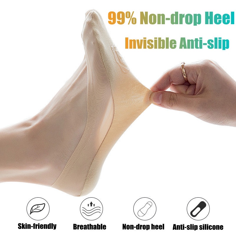 Vớ Thuyền Ngắn Siêu Mỏng Bằng Lụa Lạnh Vô Hình Màu Sắc Trơn Không Để Lại Dấu Vết Cho Nữ
