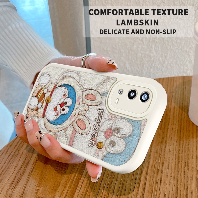 Ốp Điện Thoại Da PU Silicon Mềm Chống Sốc Hình Doraemon Dễ Thương Cho OPPO A55
