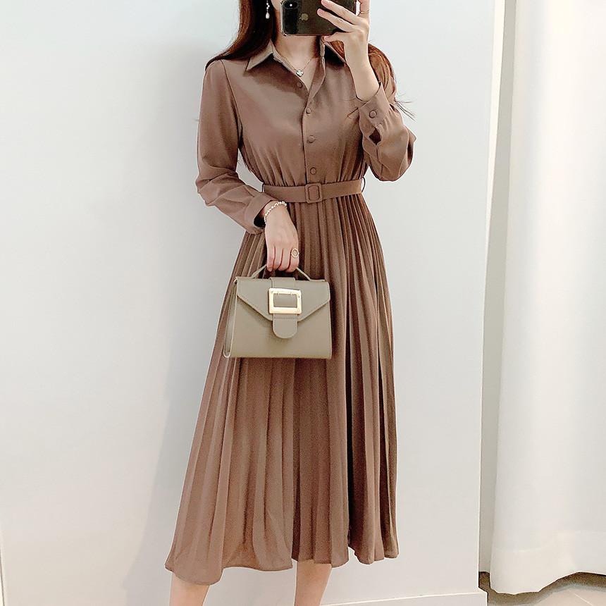 Đầm váy sơ mi cổ bẻ eo cao phong cách trẻ trung Xiny D0123