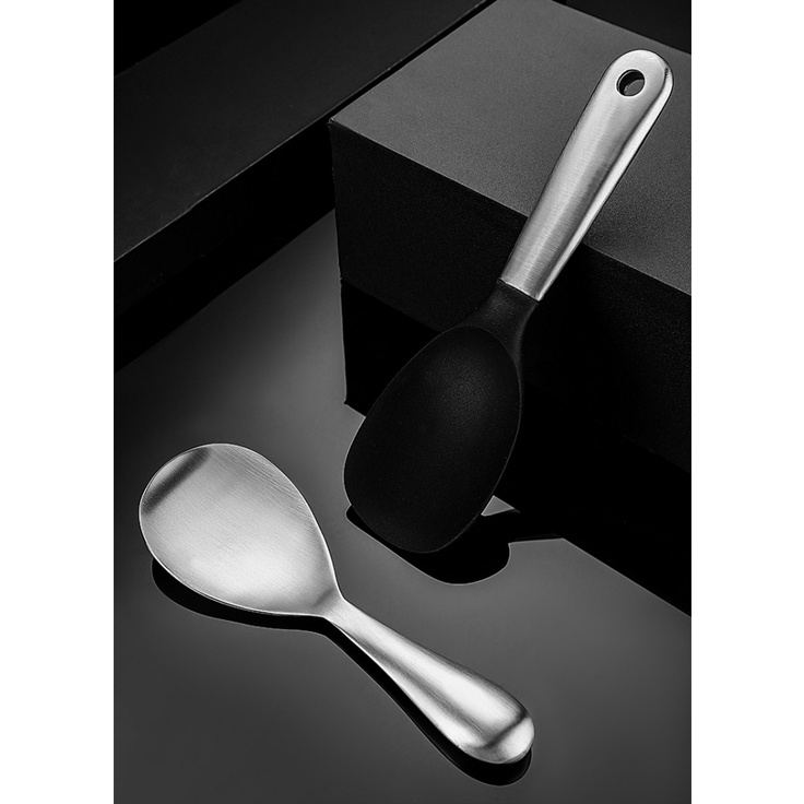 Muỗng Ăn Cơm Bằng Thép Không Gỉ 304 Và Silicone Cao Cấp