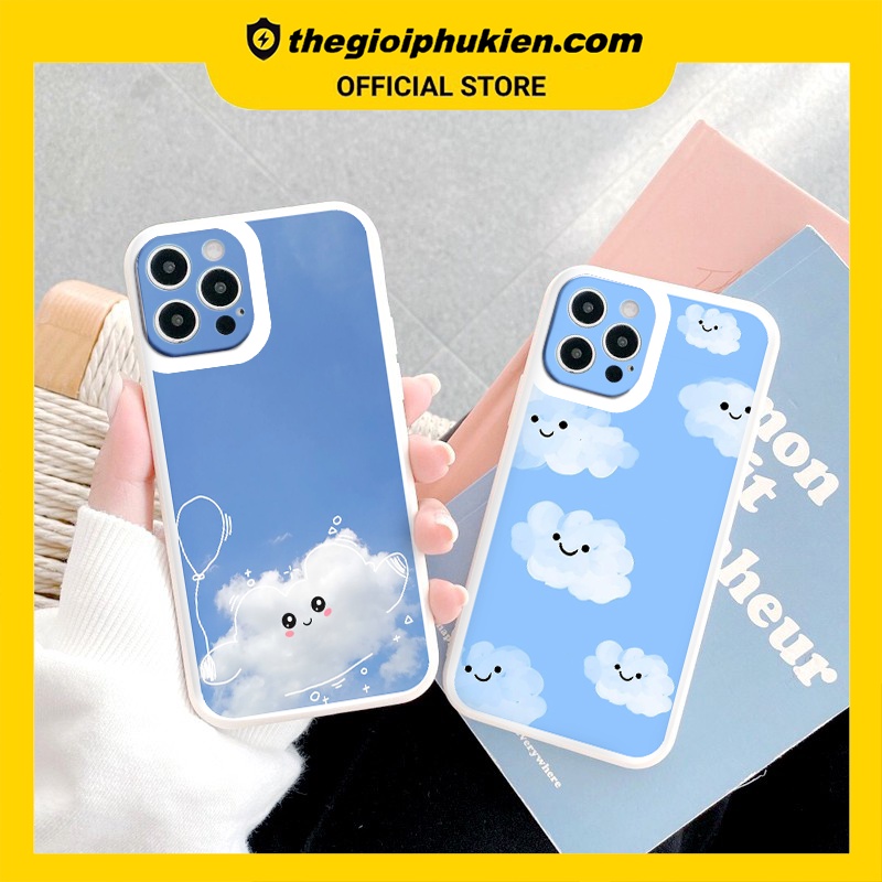 Ốp iphone - Ốp lưng iphone cạnh vuông bảo vệ camera đám mây dành cho ip 6 đến 14promax - ng339