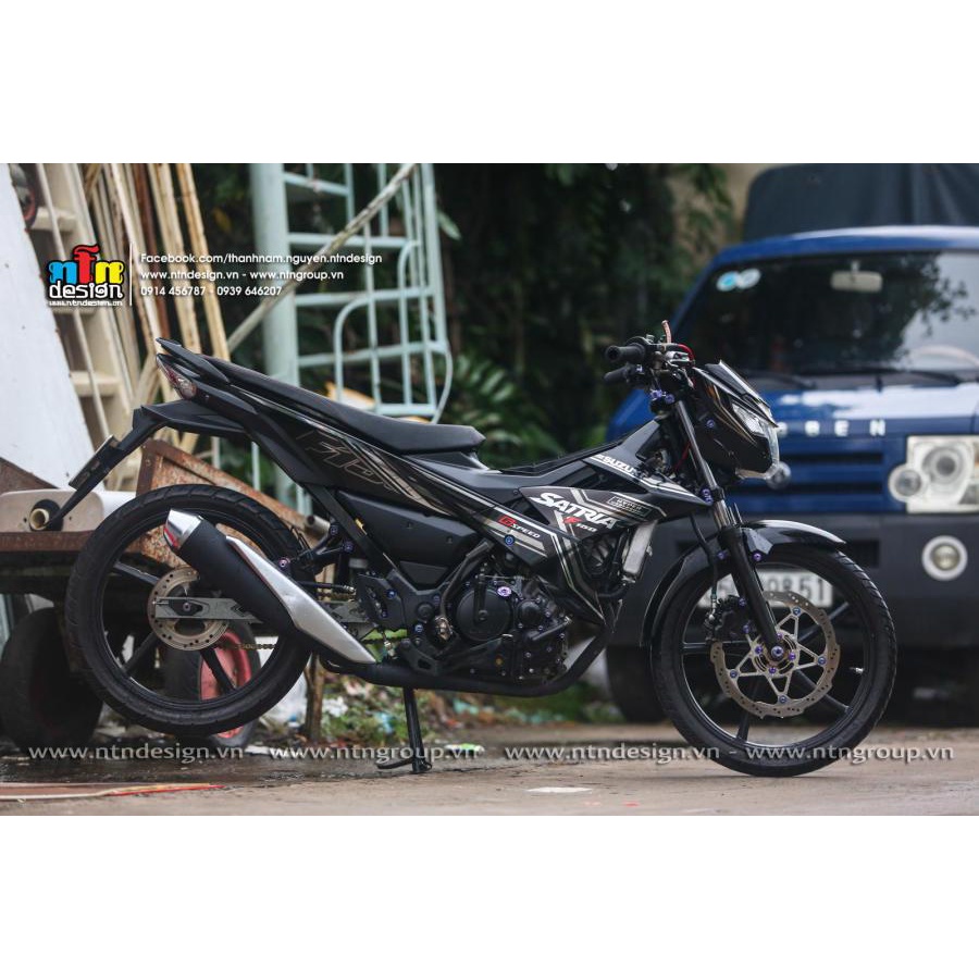 Tem Rời CROM siêu sáng cho Satria F150 đen - mẫu mới 2023