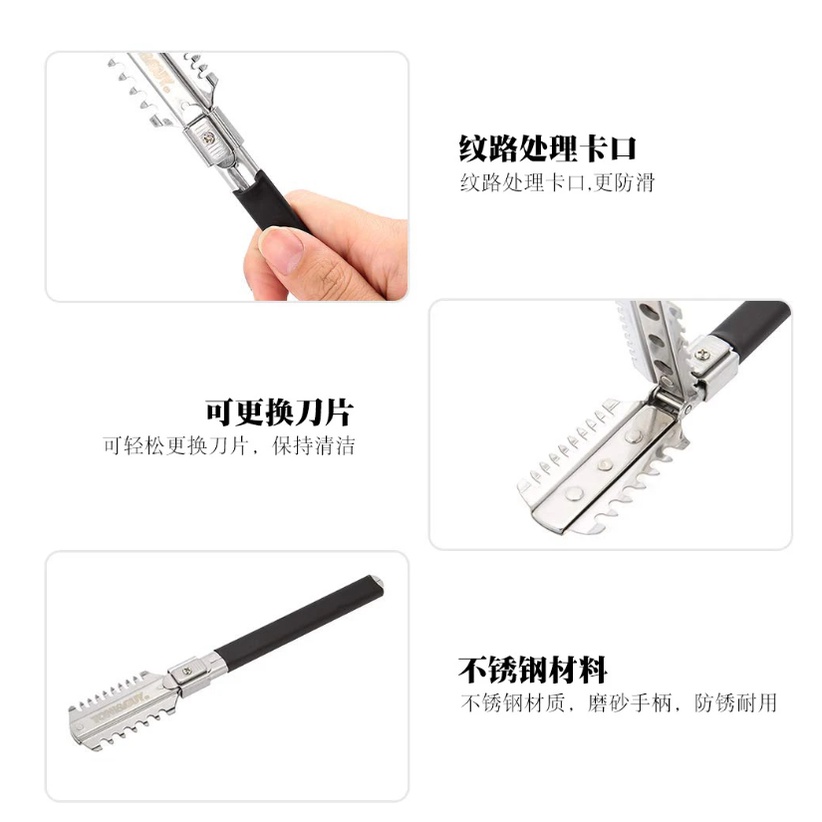 Lược Chải Tóc Hai Mặt Bằng Thép Không Gỉ Kèm 10 Lưỡi Dao Cắt