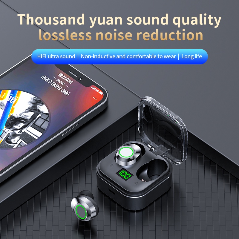 Tai Nghe Không Dây Bluetooth 5.3 Mini TWS 2023 Kèm Hộp Sạc Cho Tất Cả Các Dòng Điện Thoại Thông Minh