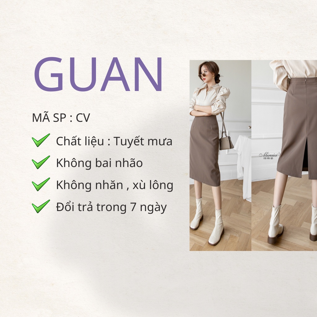 Chân váy chữ a công sở lưng cao dáng dài, chân váy công sở dài bigsize GUAN