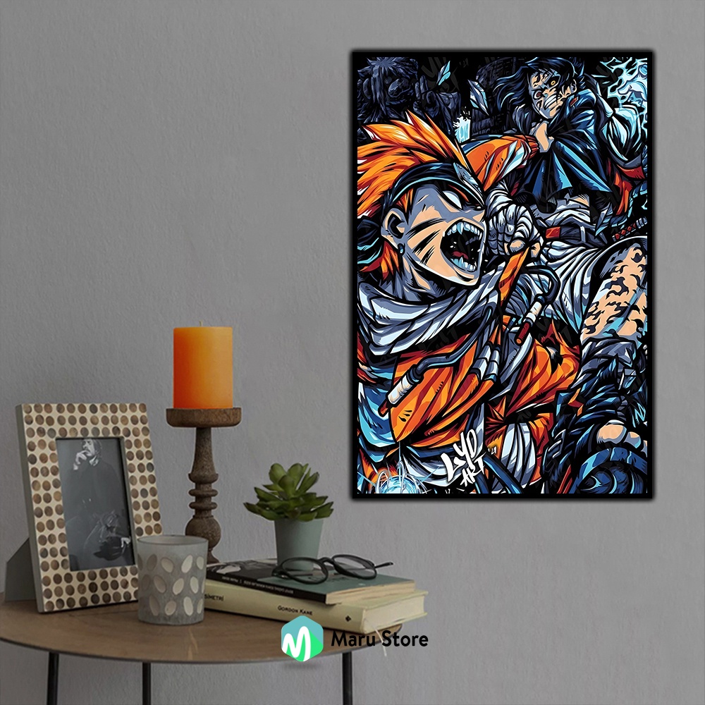 Tranh 3D Naruto Treo Tường Có Khung Trang Trí Phòng Net