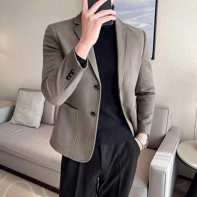 Áo Khoác blazer Vải Len Phong Cách Hàn Quốc Thời Trang Cho Nam