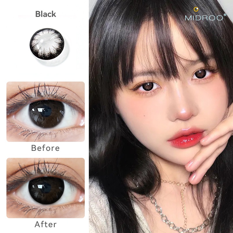 Cặp kính áp tròng UYAAI 14.5mm màu đen tự nhiên