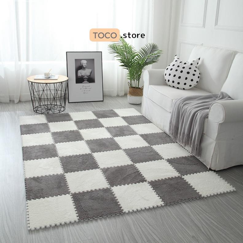 Thảm lông trải sàn kích thước 30x30cm combo 20 tấm