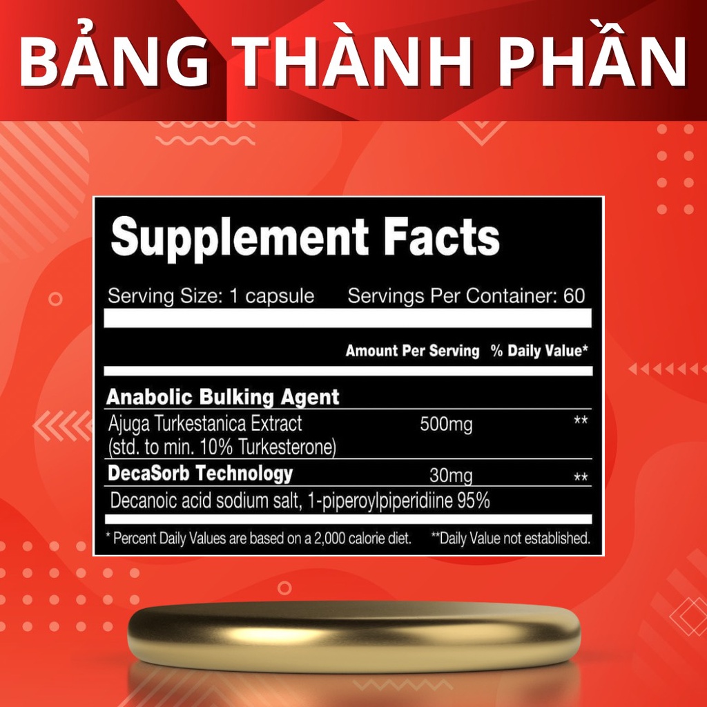 KILLER LABZ TURKESTERONE - TĂNG CƠ NHANH GẤP 10LÂN - THÀNH PHẦN TỰ NHIÊN - HỘP 60 VIÊN