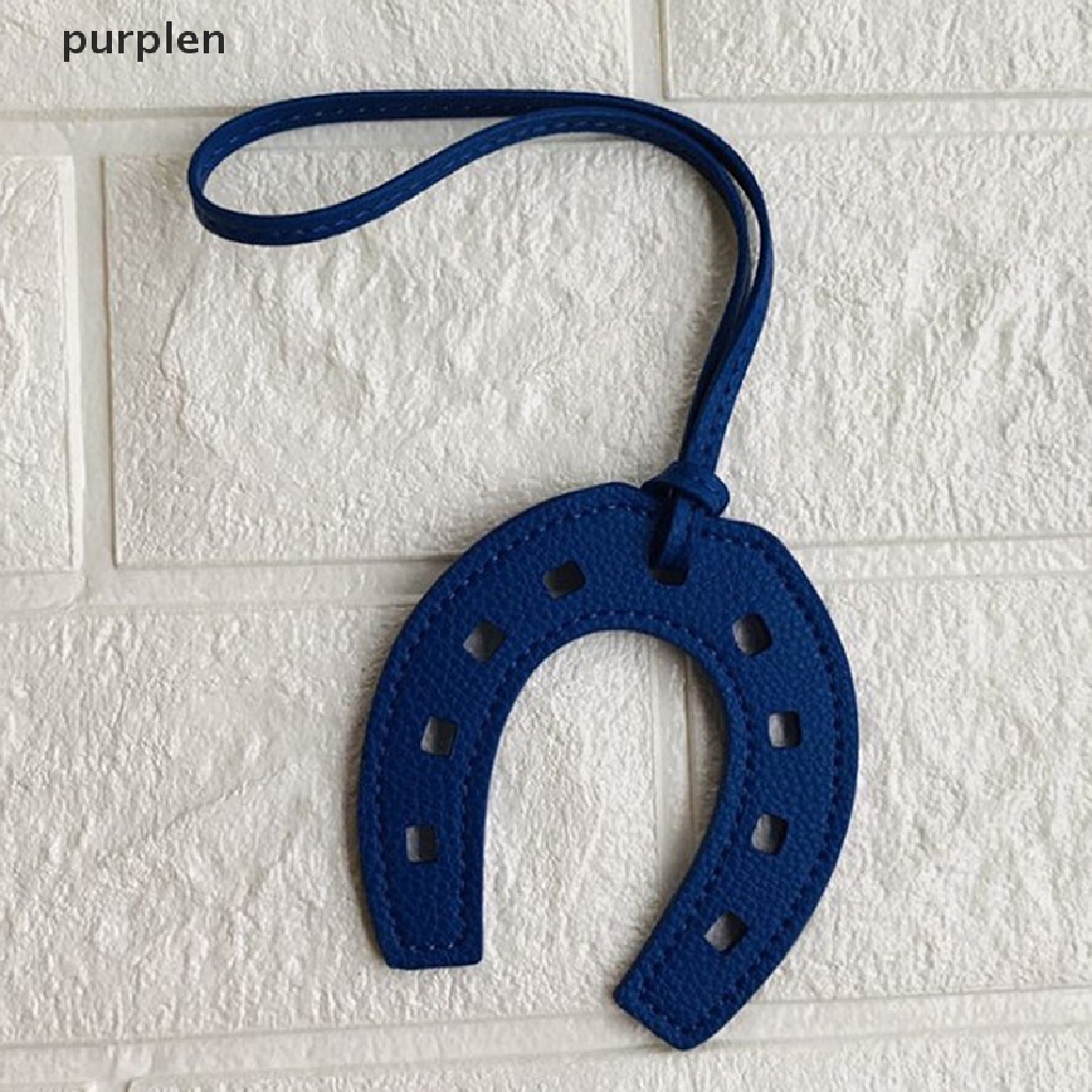 Móc Khóa Da PU Màu Tím Hình Móng Ngựa Hoof Horseshoe