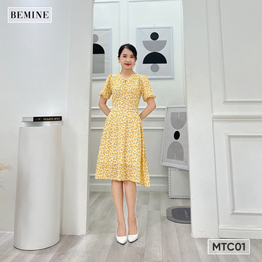 Đầm nơ ngực tay lồng đèn BEMINE MTC01