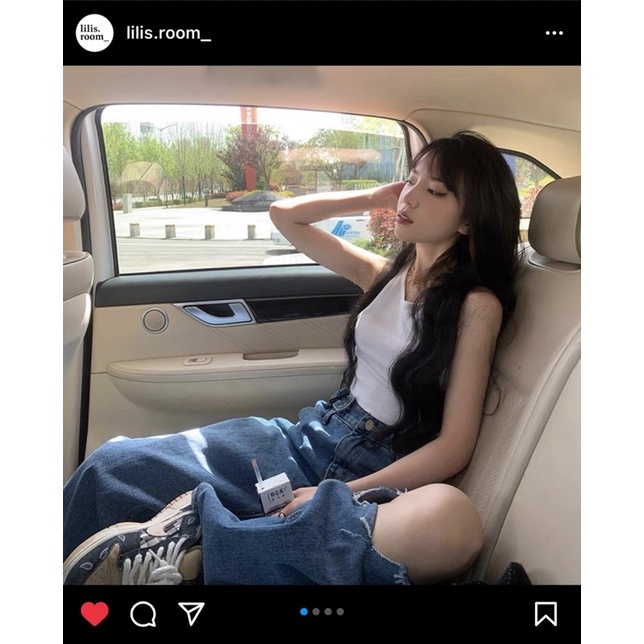 Quần jean rách nữ ống rộng khuy sườn