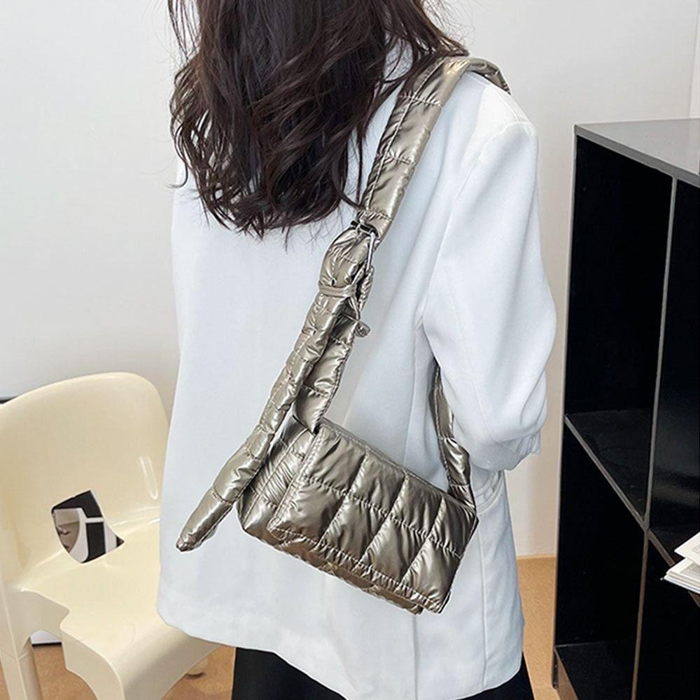 Túi Xách Đeo Vai Có Đệm Cotton Họa Tiết Kẻ Sọc Thời Trang Mùa Đông Cho Nữ