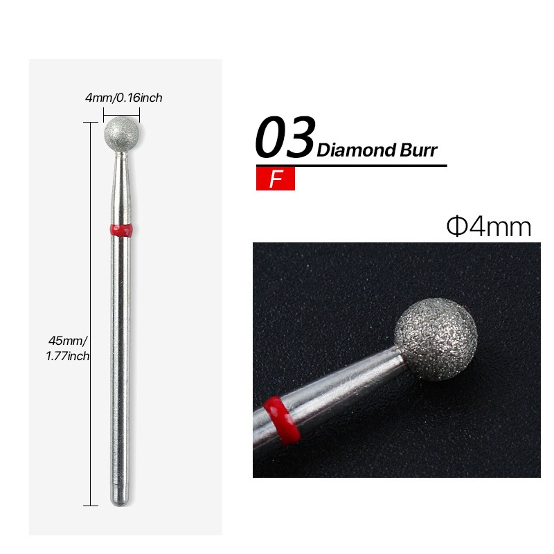 Đầu mài móng Mỹ Nail Mũi Khoan Móng Kích Thước 3 / 32 #" Mũi Khoan Tròn Làm Sạch Da Chết Cho Móng Tay Chuyên Nghiệp 0603369