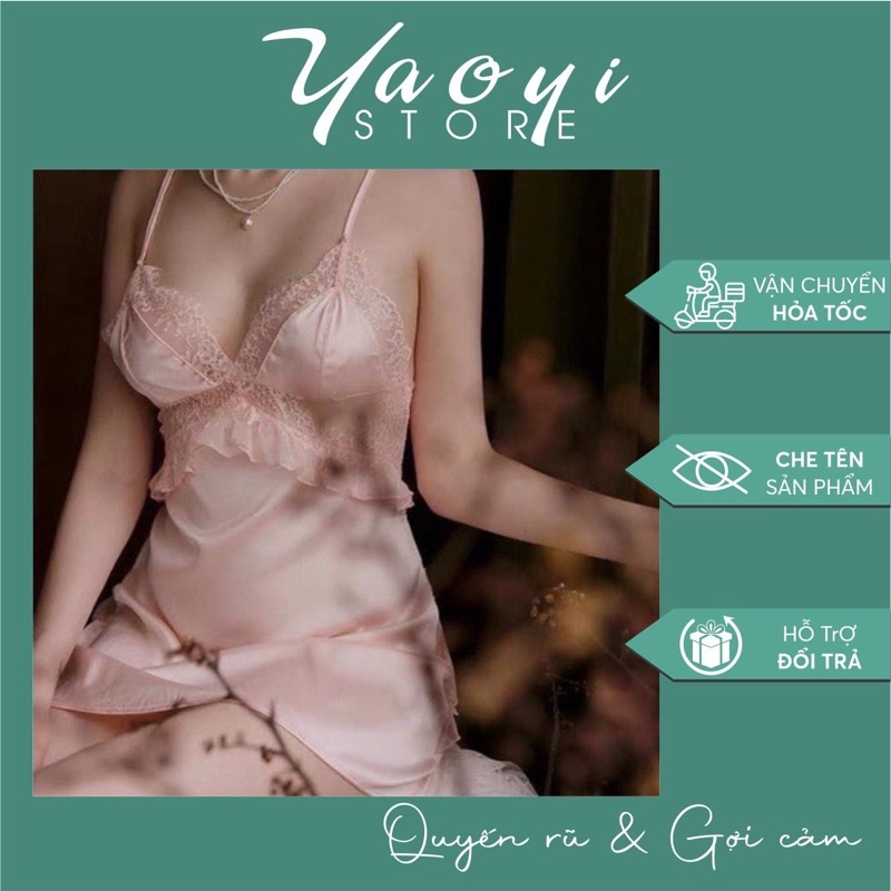 Váy ngủ 2 dây lụa quyến rũ cao cấp sẽy tiểu thư xinh xắn đồ ngủ đẹp B12