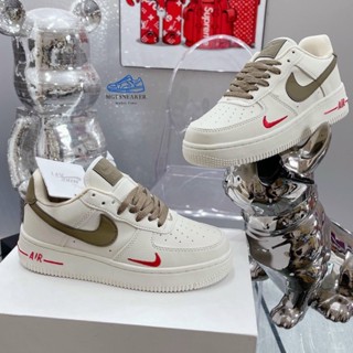 Giày af1 Vệt Nâu Thêu Đỏ Cổ Thấp - Giày Nike Air Force 1 Vệt Nâu Thêu Đỏ Cổ thấp Thời Trang Hottrend 2022
