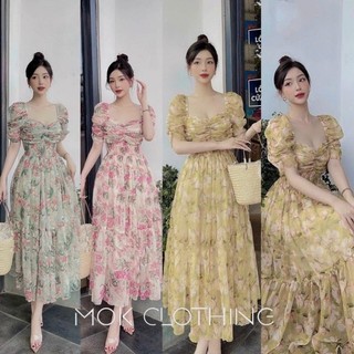 Váy đầm maxi hoa rúm ngực hàng thiết kế đuôi cá sang chảnh