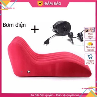 [Che Tên] Ghế tình yêu bơm hơi cao cấp - Ghế hơi mặt phủ nhung êm ái chịu tải tới 200kg có thế gấp gọn