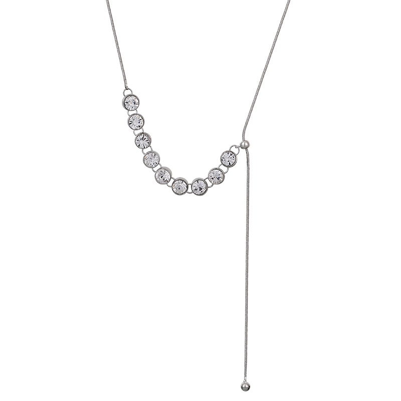 Vòng cổ Titan Đính Đá zircon Lấp Lánh Kiểu Hàn Quốc Dễ Thương Cho Nữ