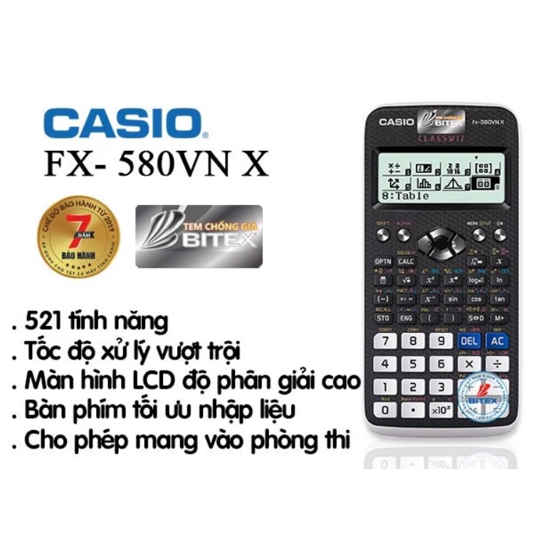 Máy Tính Cầm Tay FX580VN Thailand Có Tiếng Việt, 521 tính năng, đáp ứng nhu cầu tính toán thi Đại học, cấp 3, cấp 2