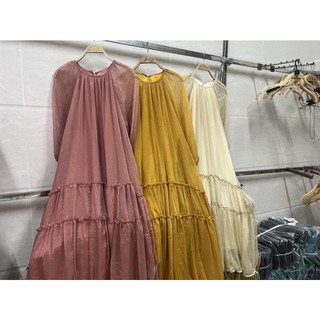 [ VT131 ] Váy tơ lụa tay bồng maxi dáng dài