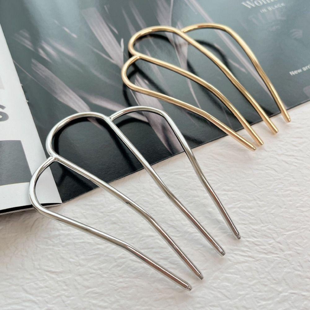 Lược Cài Tóc Kim Loại Hình Chữ M Phong Cách Hàn Quốc Cổ Điển Cho Nữ