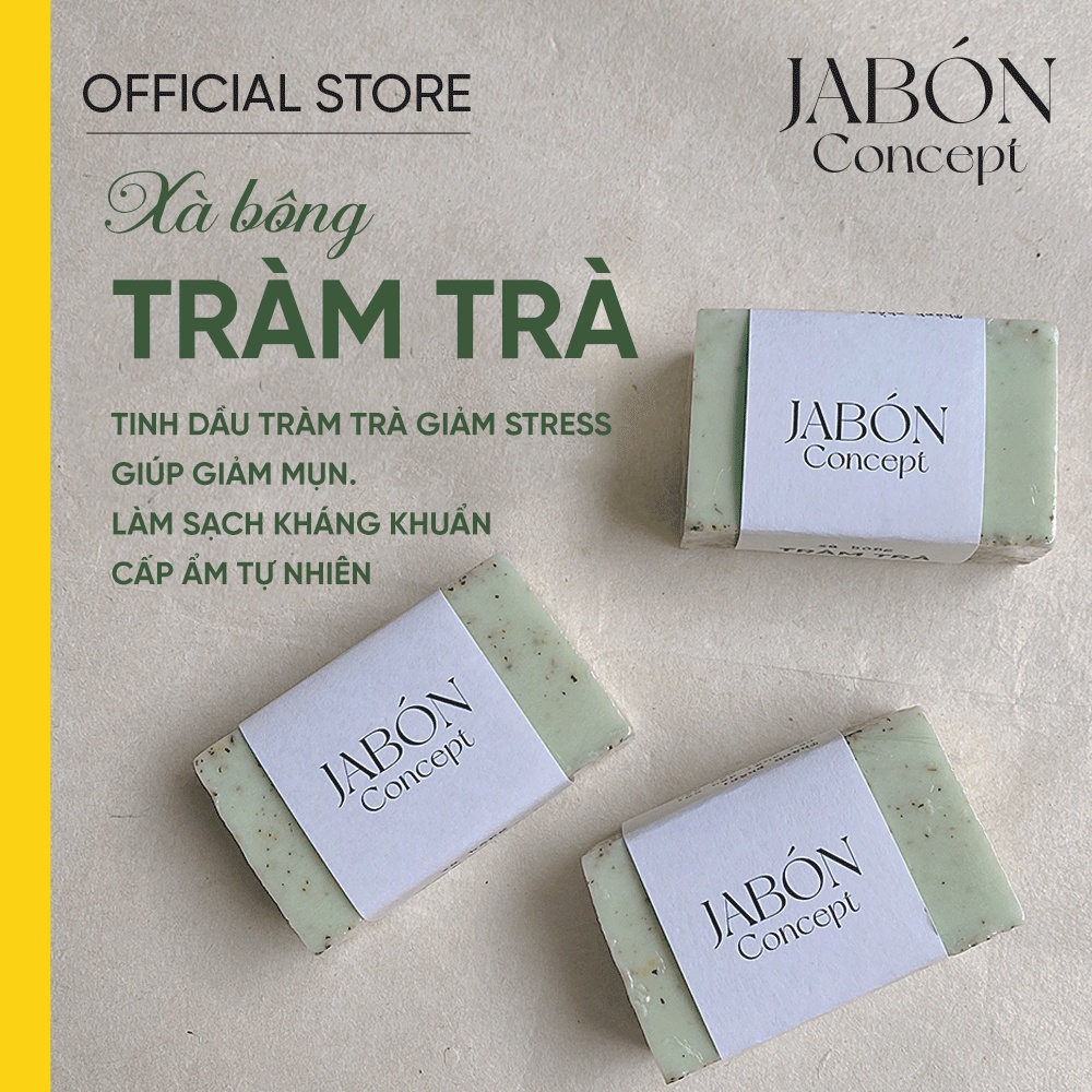 Xà Bông Handmade 80gram Bạc Hà và Tinh Dầu Tràm Trà Xà Phòng Hữu Cơ Giảm Mụn Thiên Nhiên Jabón Concept