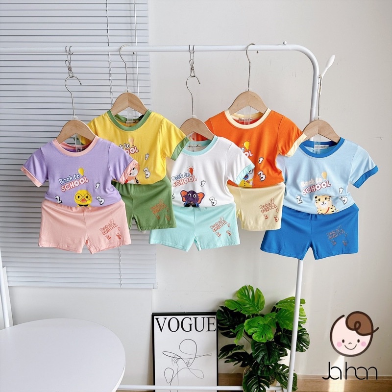 NT052 Bộ cộc tay thun lạnh Minky Mom in hoạ tiết Back to school dễ thương cho bé