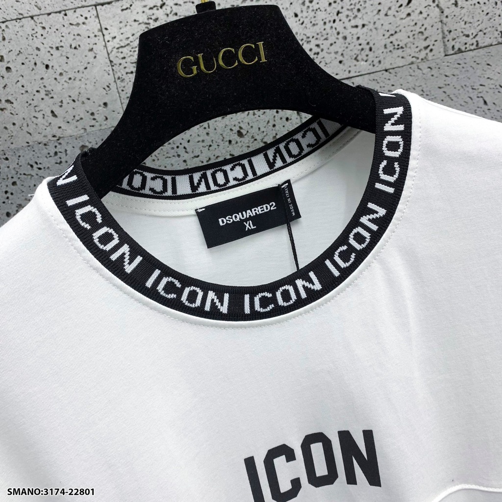 Áo Phông Nam DSQ Phối Viền Cổ Cao Cấp hai màu trắng đen hot hit