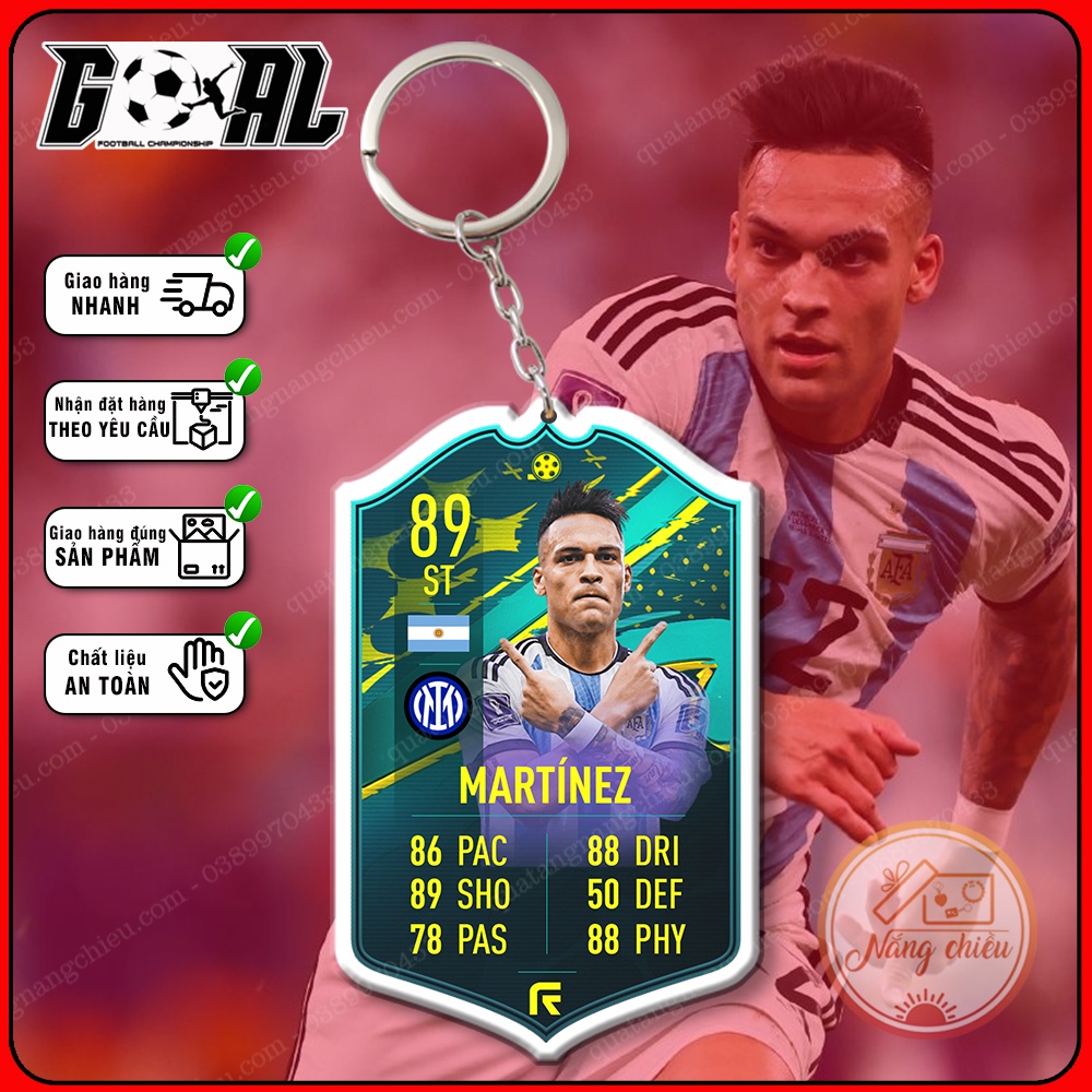 Thẻ Icon bóng đá huyền thoại - móc khóa cầu thủ Lautaro Martinez- Clb Inter Milan[8813-8824]