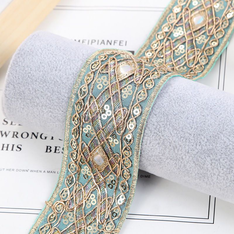 Phụ Kiện Dây Ruy Băng Đính Kim Cương Giả Thêu Ren Phong Cách Dân Tộc Mới diy Trang Trí Mũ / Túi Xách / Giày