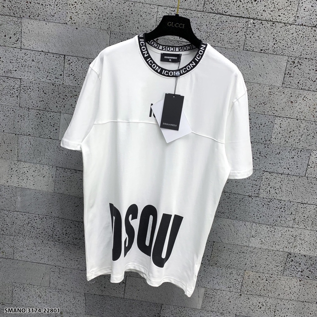 Áo Thun Cotton Nam DSQ Phối Icon Vền Cổ Thời Trang Mùa Hè Cho Nam