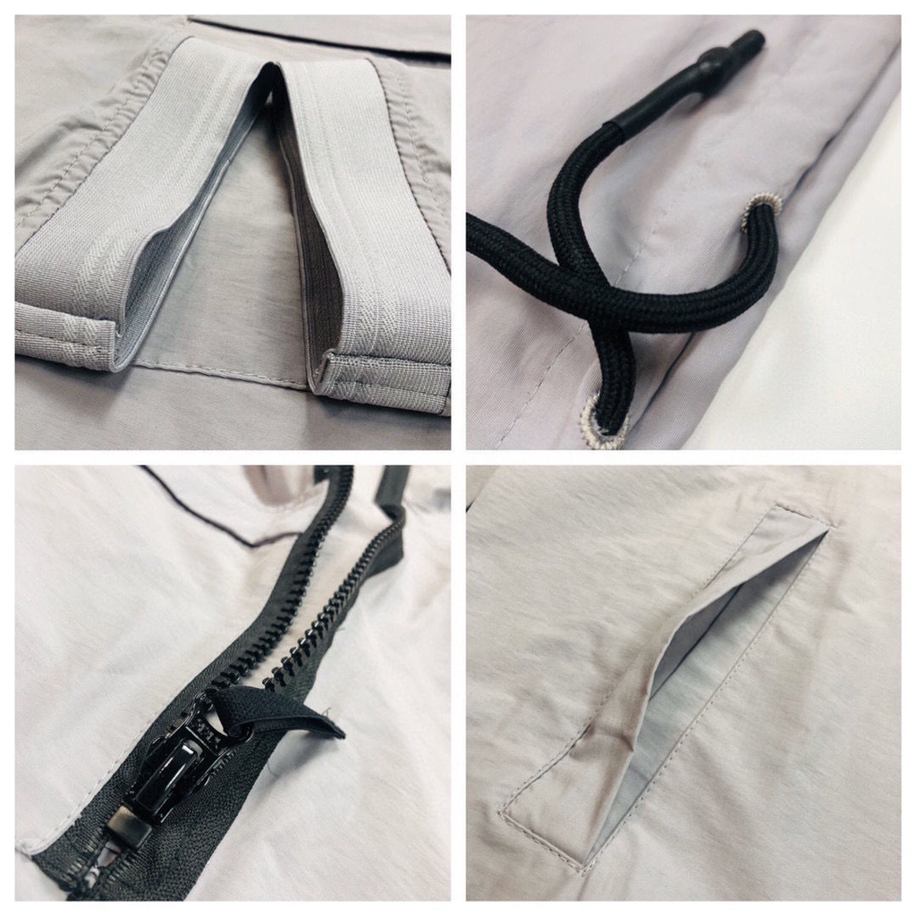 Hàng Có Sẵn Áo Khoác Đá S-XL Khóa Kéo Chéo Siêu Nhẹ Chống Gió Không Thấm Nước Màu Đen Xám jaket lelaki Thời Trang Mới Cho Nam