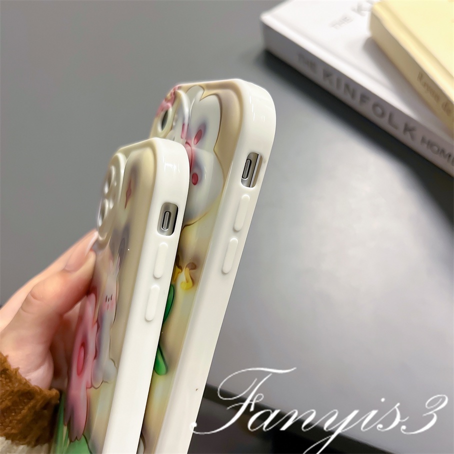 Ốp Điện Thoại TPU Mềm Họa Tiết Hoa / Thỏ 3D Cho iPhone 14 13 12 11 Pro Max X XR Xs Max 8 7 6 6s Plus SE 2020