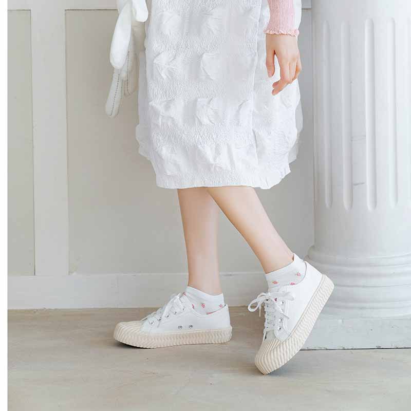 Set 6 Đôi Vớ Cổ Thấp In Hình Trái Dâu Dễ Thương Cho Nữ