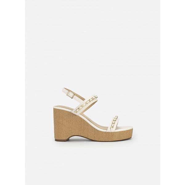 Vascara GIÀY ĐẾ XUỒNG QUAI NGANG PHỐI MẮT XÍCH - MÀU KEM