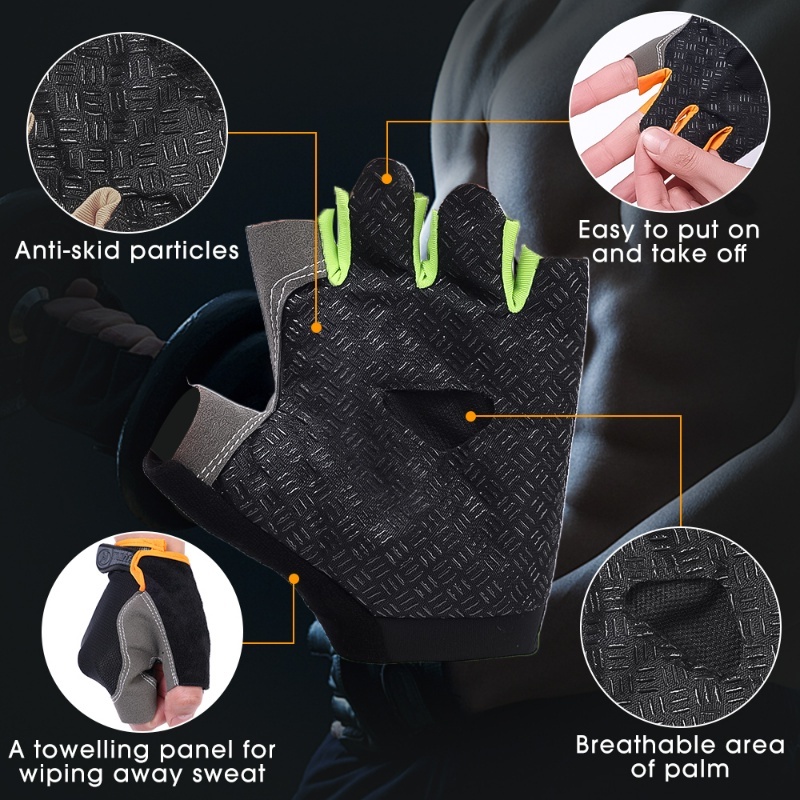 Găng Tay Thể Thao Hở Ngón Chống Sốc Thoáng Khí Unisex