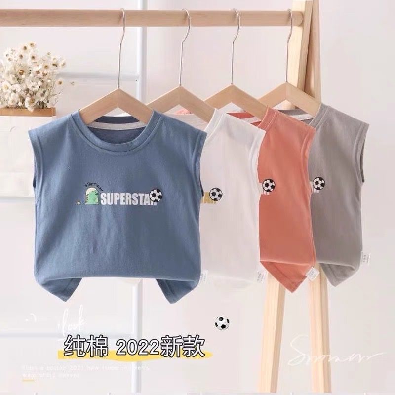 Áo ba lỗ bé trai bé gái, áo sát nách in hình quả bóng chất cotton thoáng mát - HADU KIDS 7-30kg