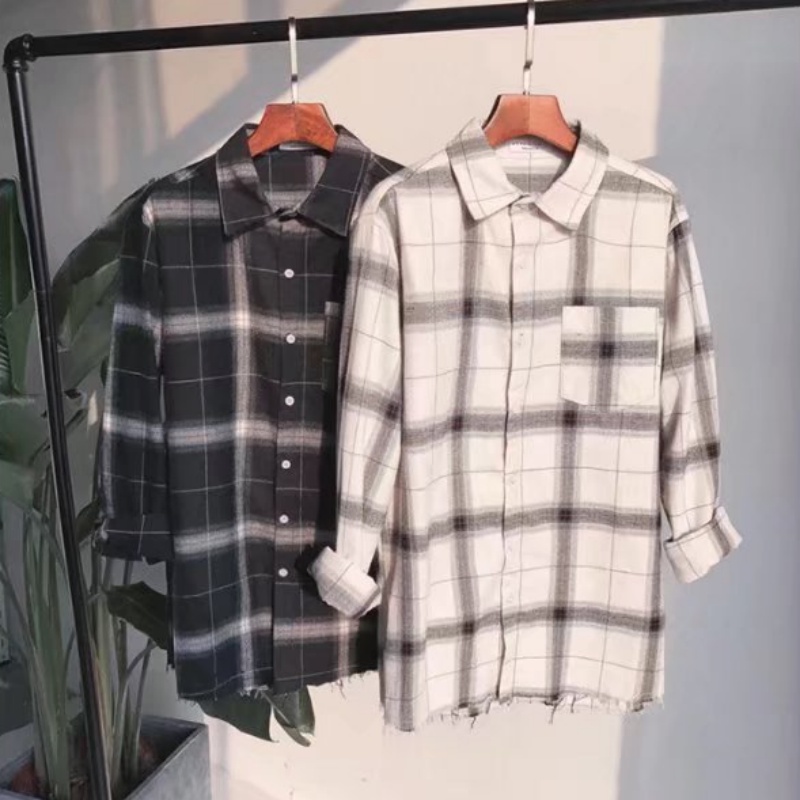 Áo Sơ Mi Dài Tay Họa Tiết Ca Rô Thời Trang Hàn Quốc Dành Cho Nam / Size M-3XL