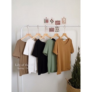 Áo phông trơn cổ tim phong cách ulzzang Hàn Quốc
