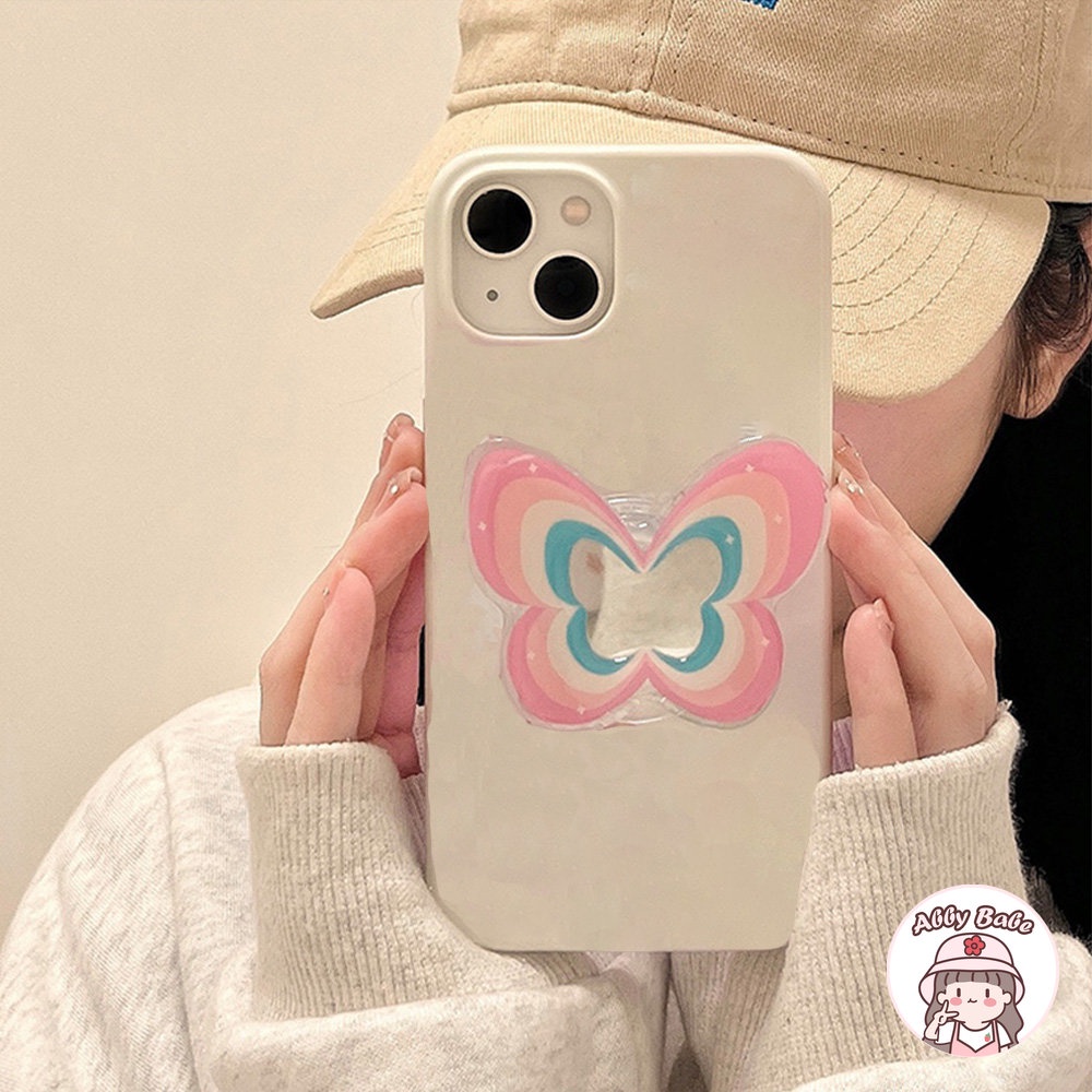 Ốp Điện Thoại TPU Mềm Mỏng Tích Hợp Gương Trang Điểm Hình Bướm Nhiều Màu Sang Trọng Cho IPhone 14 Pro Max 13 12 11 Pro Max