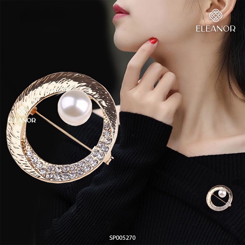 Ghim cài áo nữ Eleanor Accessories hình elip đính đá phụ kiện trang sức 5270