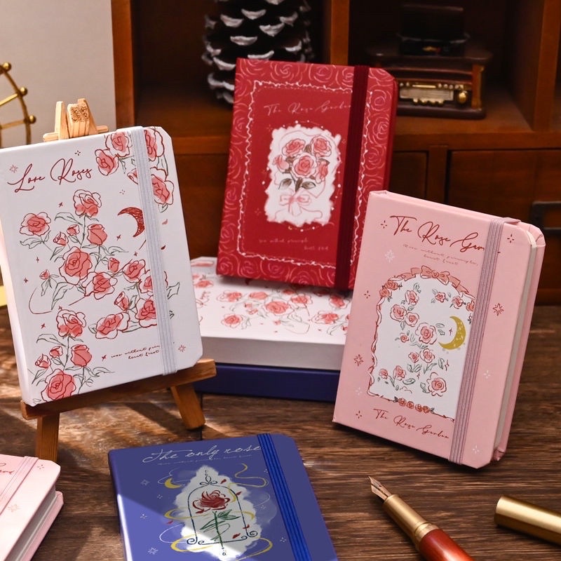 Sổ Tay Notebook Journal A7 Kẻ Ngang 96 Trang Bìa Cứng Hoạ Tiết Hoa Hồng Phong Cách Cổ Điển Nghệ Thuật Sang Trọng
