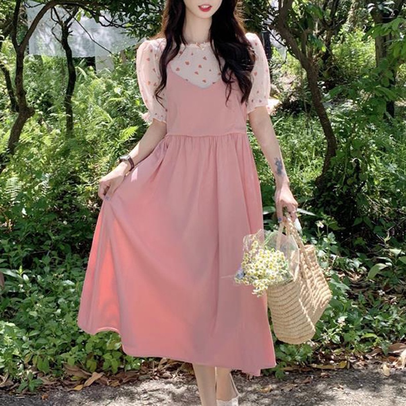 IELGY  Bộ Đầm Hai Dây Họa Tiết Chấm Bi Thời Trang Dành Cho Nữ