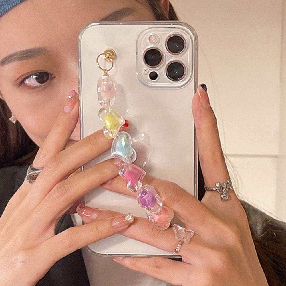 Ốp Điện Thoại TPU Mềm Trong Suốt Màu Kẹo Có Dây Đeo Tay Cho IPhone 14 13 12 11 Pro Max X Xs XR 8 7 Plus