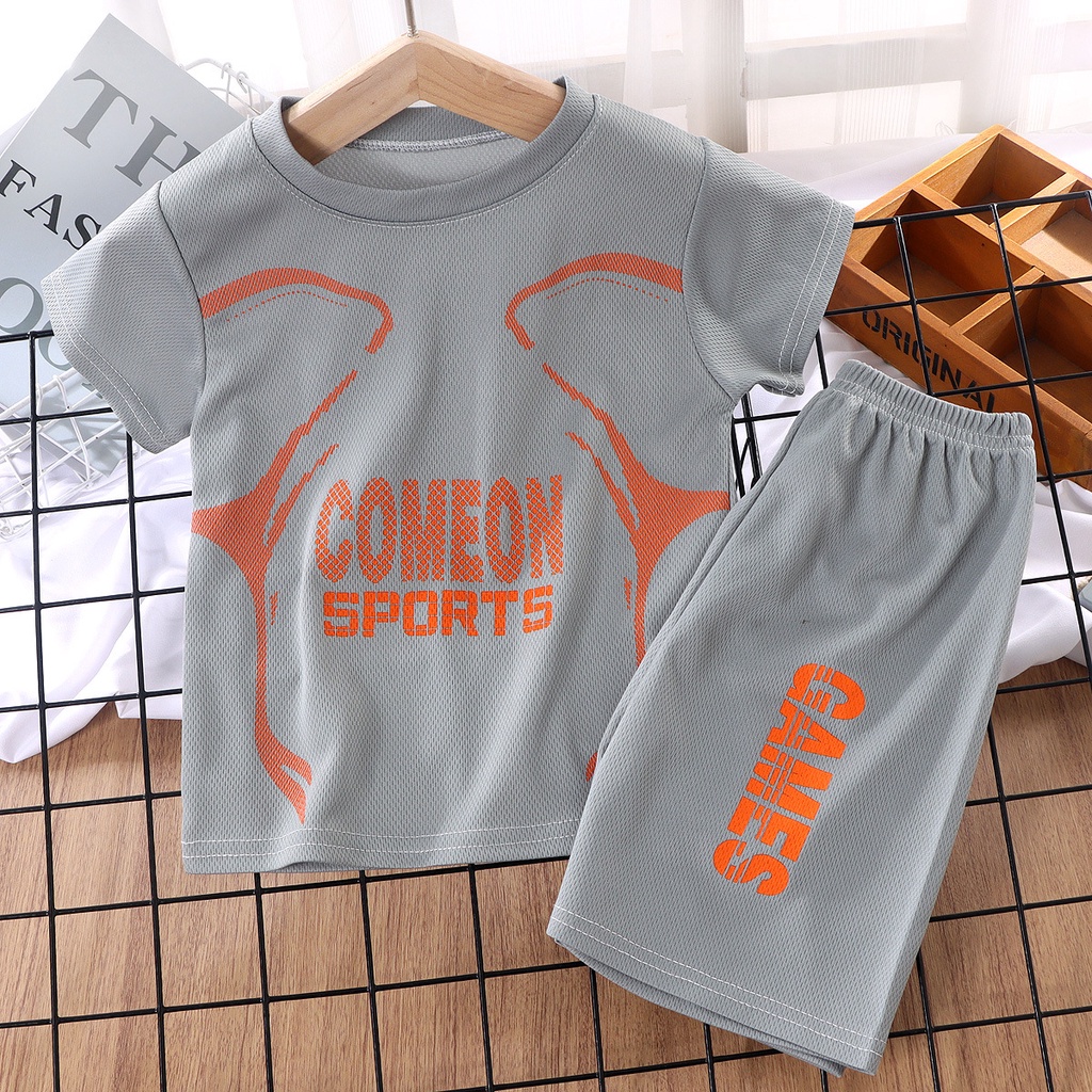 YAOEENH Set Đồ Thể Thao Ngắn Tay Phối Lưới Thoáng Khí Trọng Lượng Nhẹ 90-170cm Thời Trang Mùa Hè Cho Bé